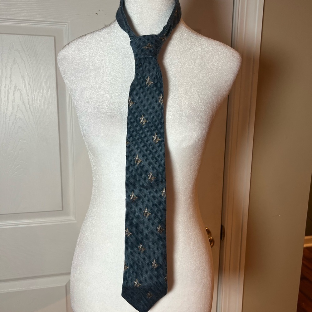 Briar Men's Wool Silk Blend Tie With Mallard Print Nature Outdoors Preppy